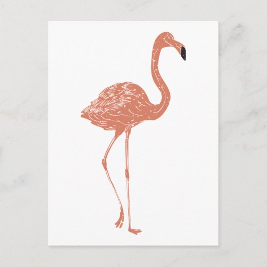 Leuke illustratie rode flamingo linocut briefkaart (Voorkant)