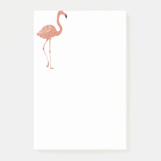Leuke illustratie rode flamingo linocut post-it® notes (Voorkant)