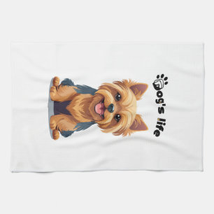 Leuke Illustratie van Yorkshire Terrier Hond Theedoek