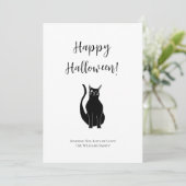 Leuke Illustratie van Zwarte Kat Simpele Halloween Feestdagenkaart (Staand voorkant)