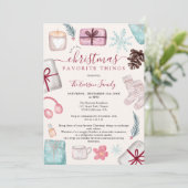 Leuke illustraties kerst favoriete dingen kaart (Staand voorkant)