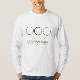 Leuke in elkaar grijpende ringen & golvende lijnen t-shirt