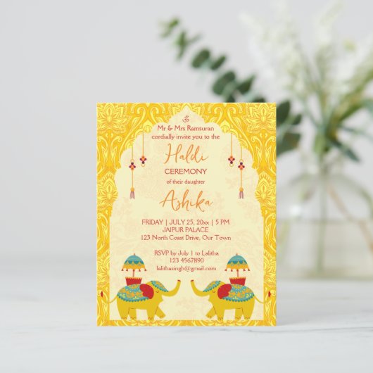 Leuke Indiase bruiloft olifanten budget haldi uitn (Staand voorkant)