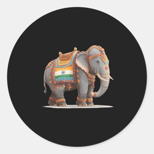 Leuke Indiase olifant grafisch kostuum voor volwas Ronde Sticker (Voorkant)
