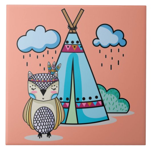 Leuke Indiase Uil Tegeltje (Voorkant)