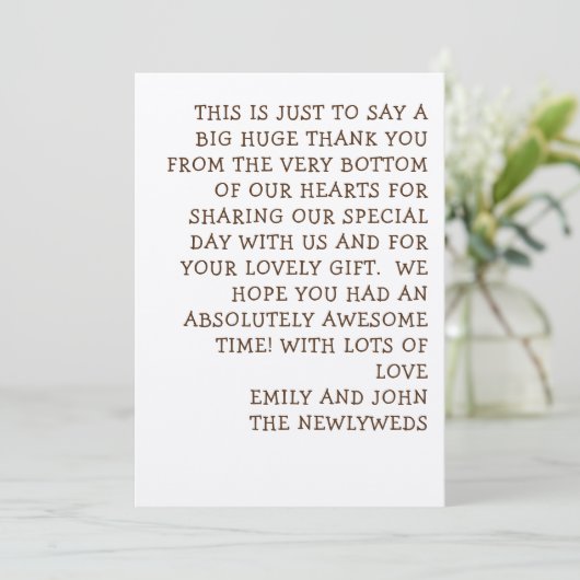 Leuke informele Typografie Foto Bruiloft Bedankkaart (Staand voorkant)