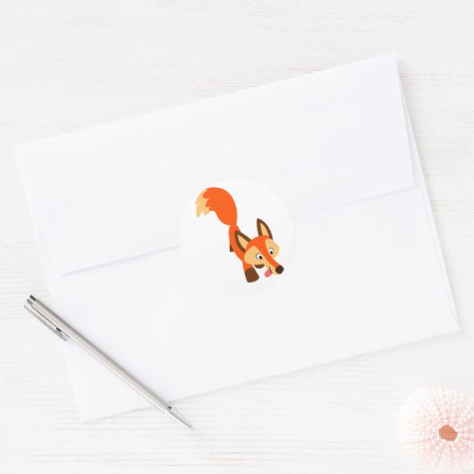 Leuke Inquisitieve Cartoon Fox Sticker (Envelop)