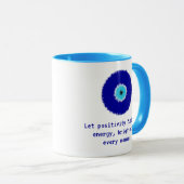 Leuke Inspirerend Pixelated Blue Evil Eye Amulet Mok (Voorkant rechts)