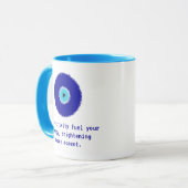 Leuke Inspirerend Pixelated Blue Evil Eye Amulet Mok (Voorkant links)