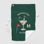 Leuke Inspirerende 19e Hole Cocktail Monogram Naam Golfhanddoek (Insitu)