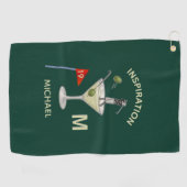 Leuke Inspirerende 19e Hole Cocktail Monogram Naam Golfhanddoek (Horizontaal)