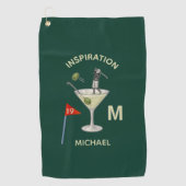 Leuke Inspirerende 19e Hole Cocktail Monogram Naam Golfhanddoek (Voorkant)