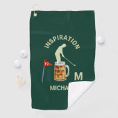 Leuke Inspirerende 19e Hole Cocktail Monogram Naam Golfhanddoek (Insitu)