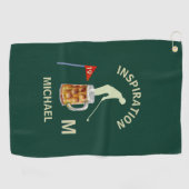 Leuke Inspirerende 19e Hole Cocktail Monogram Naam Golfhanddoek (Horizontaal)