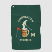 Leuke Inspirerende 19e Hole Cocktail Monogram Naam Golfhanddoek (Voorkant)