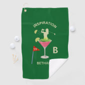 Leuke Inspirerende 19e Hole Cocktail Monogram Naam Golfhanddoek (Insitu)