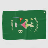 Leuke Inspirerende 19e Hole Cocktail Monogram Naam Golfhanddoek (Horizontaal)