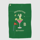 Leuke Inspirerende 19e Hole Cocktail Monogram Naam Golfhanddoek (Voorkant)