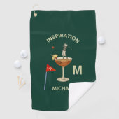 Leuke Inspirerende 19e Hole Cocktail Monogram Naam Golfhanddoek (Insitu)