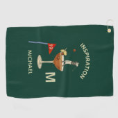 Leuke Inspirerende 19e Hole Cocktail Monogram Naam Golfhanddoek (Horizontaal)