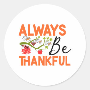 Leuke inspirerende dankbare Thanksgiving-woordkuns Ronde Sticker