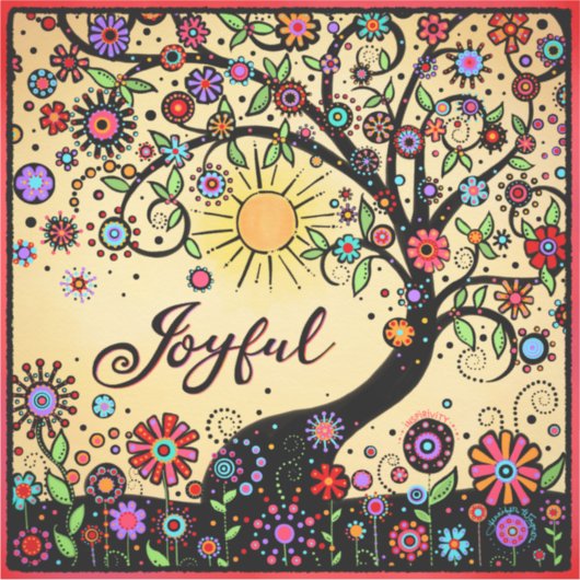 Leuke inspirerende grillige boom vreugdevolle één  sticker (Voorkant)