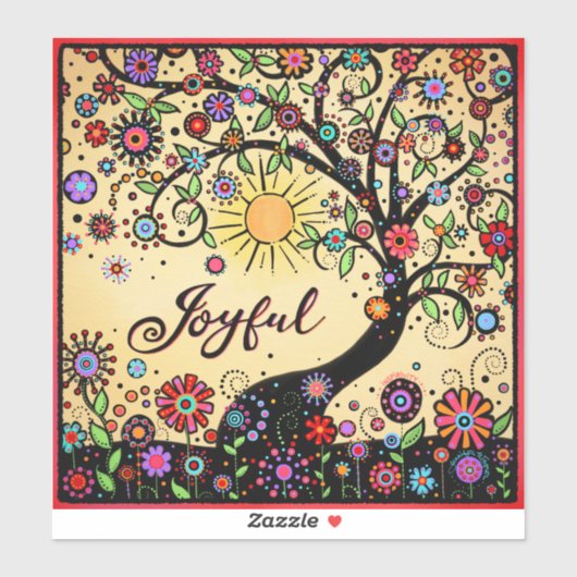 Leuke inspirerende grillige boom vreugdevolle één  sticker (Vel)