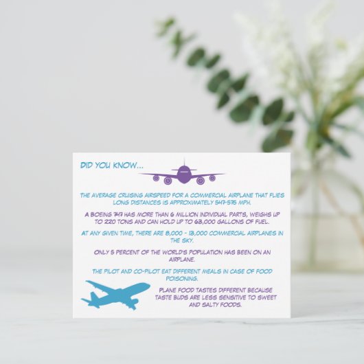 Leuke & interessante feiten over het vliegtuig briefkaart (Staand voorkant)