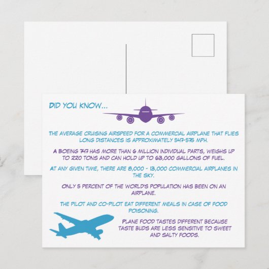 Leuke & interessante feiten over het vliegtuig briefkaart (Voorkant / Achterkant)