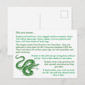 Leuke & interessante Snake Feiten Briefkaart (Voorkant / Achterkant)