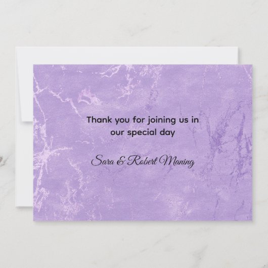 Leuke iridescen lila paarse faux glitter bedankkaart (Achterkant)