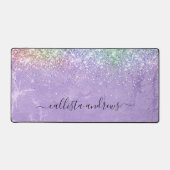 Leuke iridescen lila paarse faux glitter bureaumat (Voorkant)