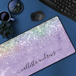 Leuke iridescen lila paarse faux glitter bureaumat