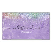 Leuke iridescen lila paarse faux glitter magnetisch visitekaartje (Voorkant)