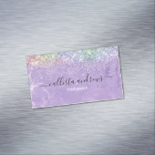 Leuke iridescen lila paarse faux glitter magnetisch visitekaartje (Voorbeeld)