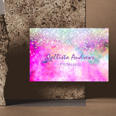 Leuke iridescen zilveren faux glitter magnetisch visitekaartje