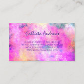 Leuke iridescen zilveren faux glitter visitekaartje (Achterkant)