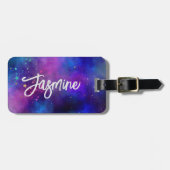 Leuke iriserende blauwe ruimte galaxy monogram bagagelabel (Voorkant horizontaal)
