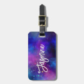 Leuke iriserende blauwe ruimte galaxy monogram bagagelabel (Voorkant verticaal)