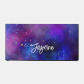 Leuke iriserende blauwe ruimte galaxy monogram bureaumat (Voorkant)