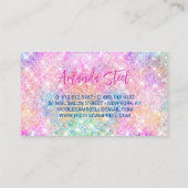 Leuke iriserende eenhoorn gouden glitter visitekaartje (Achterkant)