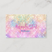 Leuke iriserende eenhoorn gouden glitter visitekaartje (Voorkant)