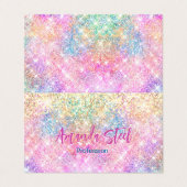 Leuke iriserende eenhoorn gouden glitter visitekaartje (Buitenkant ongevouwen)