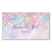 Leuke iriserende eenhoorn ombre glitter magnetisch visitekaartje (Voorkant)