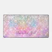 Leuke iriserende eenhoorn roze glitter bureaumat (Voorkant)