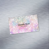 Leuke iriserende eenhoorn roze glitter magnetisch visitekaartje (Voorbeeld)