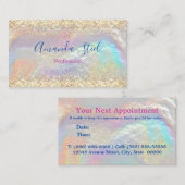 Leuke iriserende faux gouden glitter afsprakenkaartje (Voorkant / Achterkant)