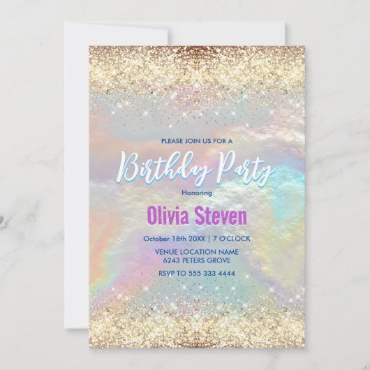 Leuke iriserende faux gouden glitter kaart (Voorkant)