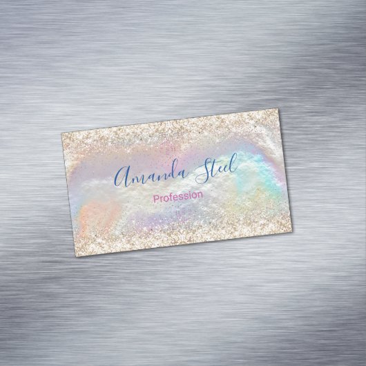 Leuke iriserende faux gouden glitter magnetisch visitekaartje (Voorbeeld)
