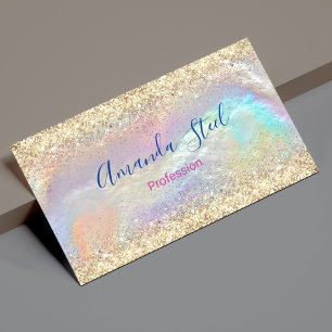 Leuke iriserende faux gouden glitter magnetisch visitekaartje